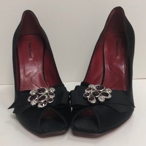 Cesare Paciotti Made in Italy Black Satin Heel